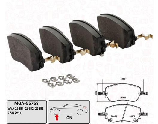 Fiat Egea Ön Fren Balata Seti - MGA 55758