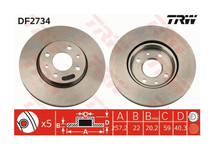 Fiat Fren Disk Ayna Ön Sağ ve Sol - TRW DF2734