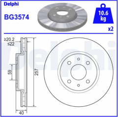 DELPHI BG3574 | Ön Fren Disk takımı 500 500C Doblo Linea Bravo Panda 1.4 1.3 JTD